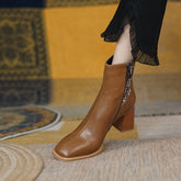 Cristina Handmade Square Toe Heeled Ankle Boots